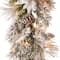 9ft. Pre-lit Snowy Bedford Pine Artificial Christmas Garland with Cedar Leaves, Red Berries, Mixed Cones & 70 Warm White Battery Operated LED Lights w/Timer